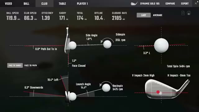 Dynamic Gold 105 Stiff 鐵桿數據 (第二桿)